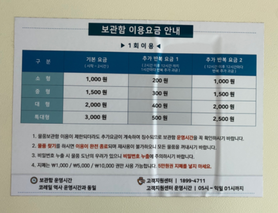 gasan - luggage storage locker rates